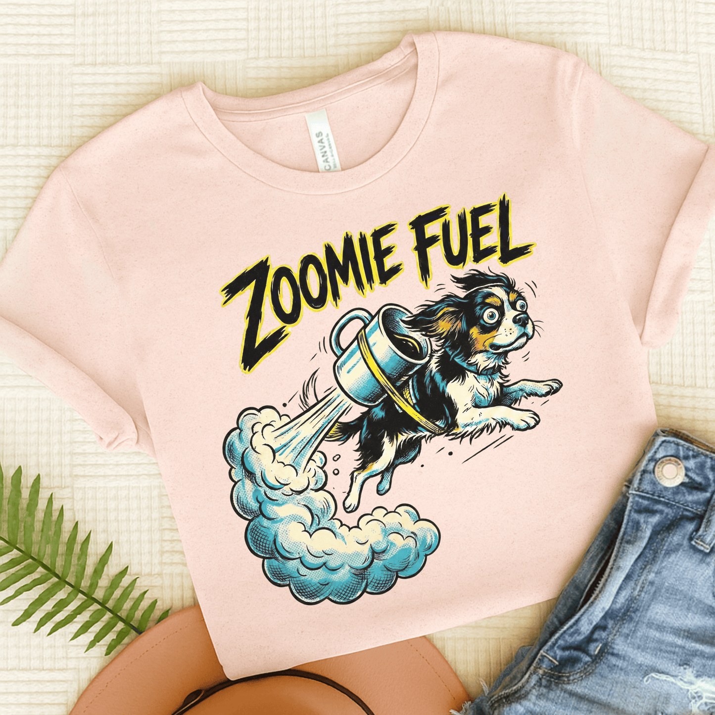 Personalized Cavalier Coffee Zoomies Unisex TShirt Soft Pink