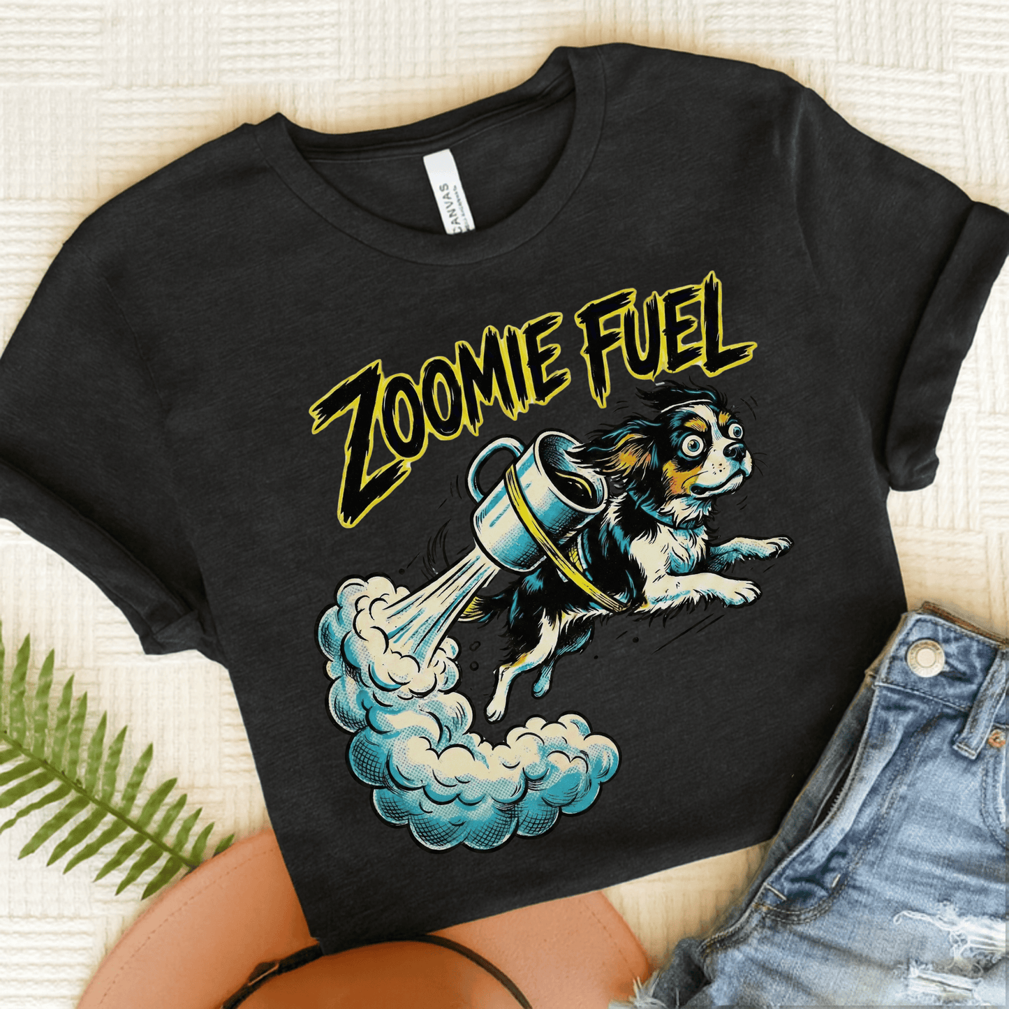 Personalized Cavalier Coffee Zoomies Unisex TShirt Dark Grey Heather
