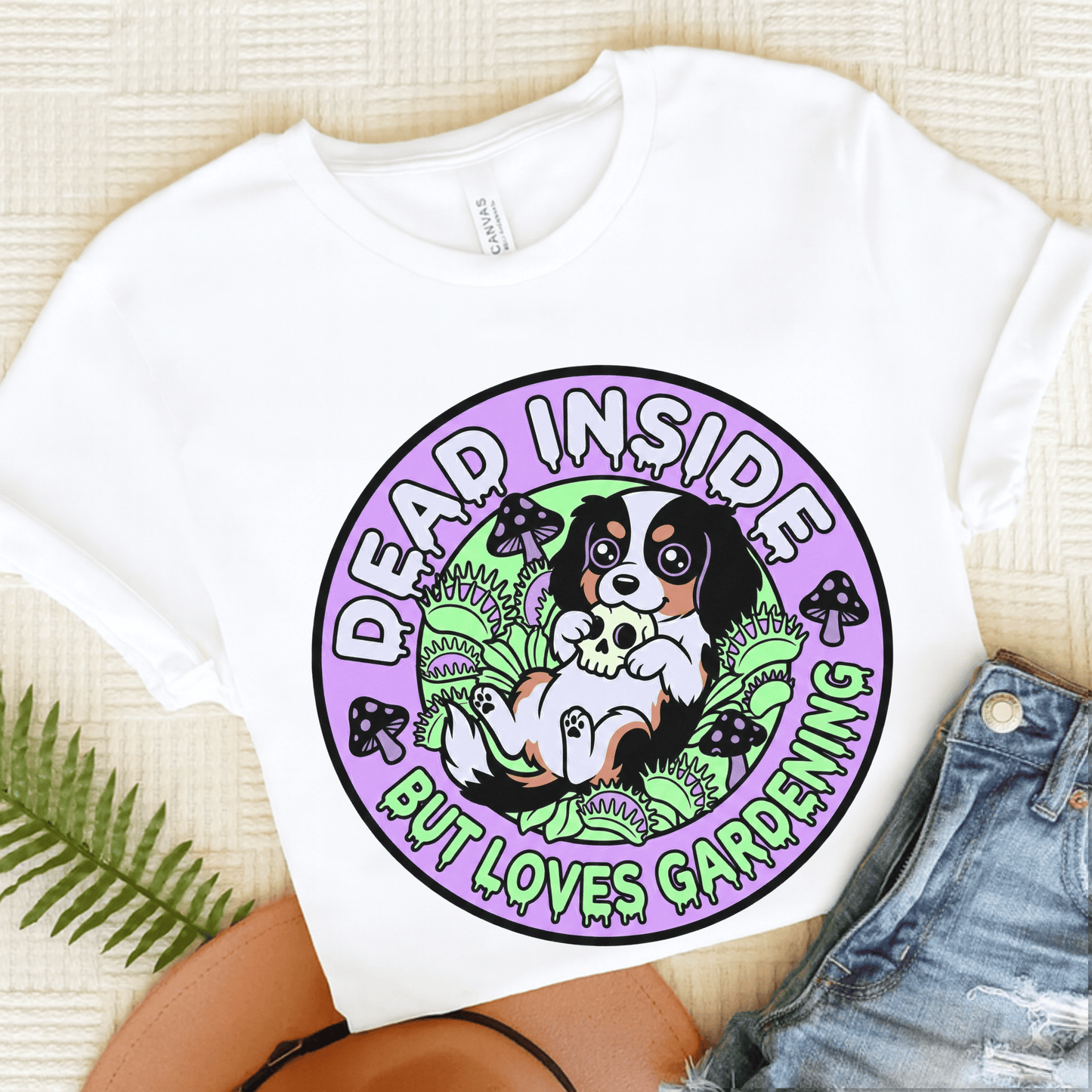 Personalized Cavalier Gothic Gardening Unisex TShirt White