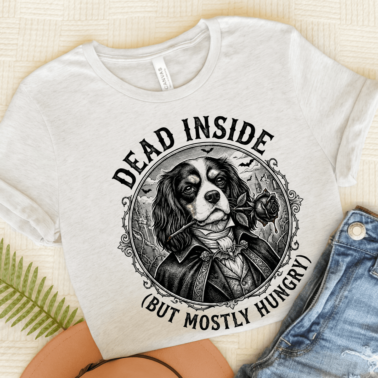 Personalized Cavalier Dead Inside Gothic Unisex TShirt Ash