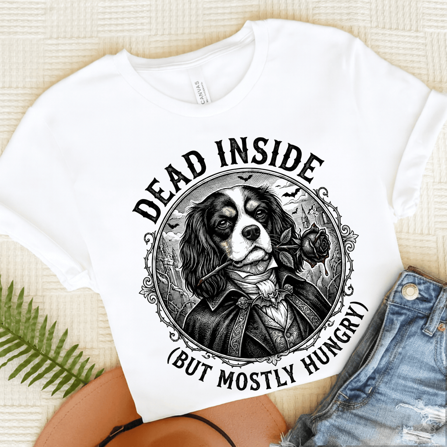 Personalized Cavalier Dead Inside Gothic Unisex TShirt White