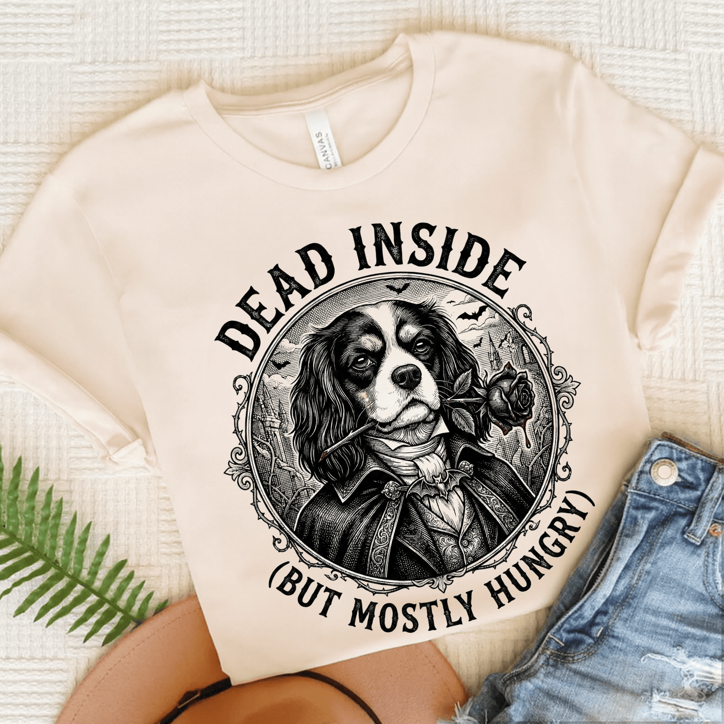 Personalized Cavalier Dead Inside Gothic Unisex TShirt Natural
