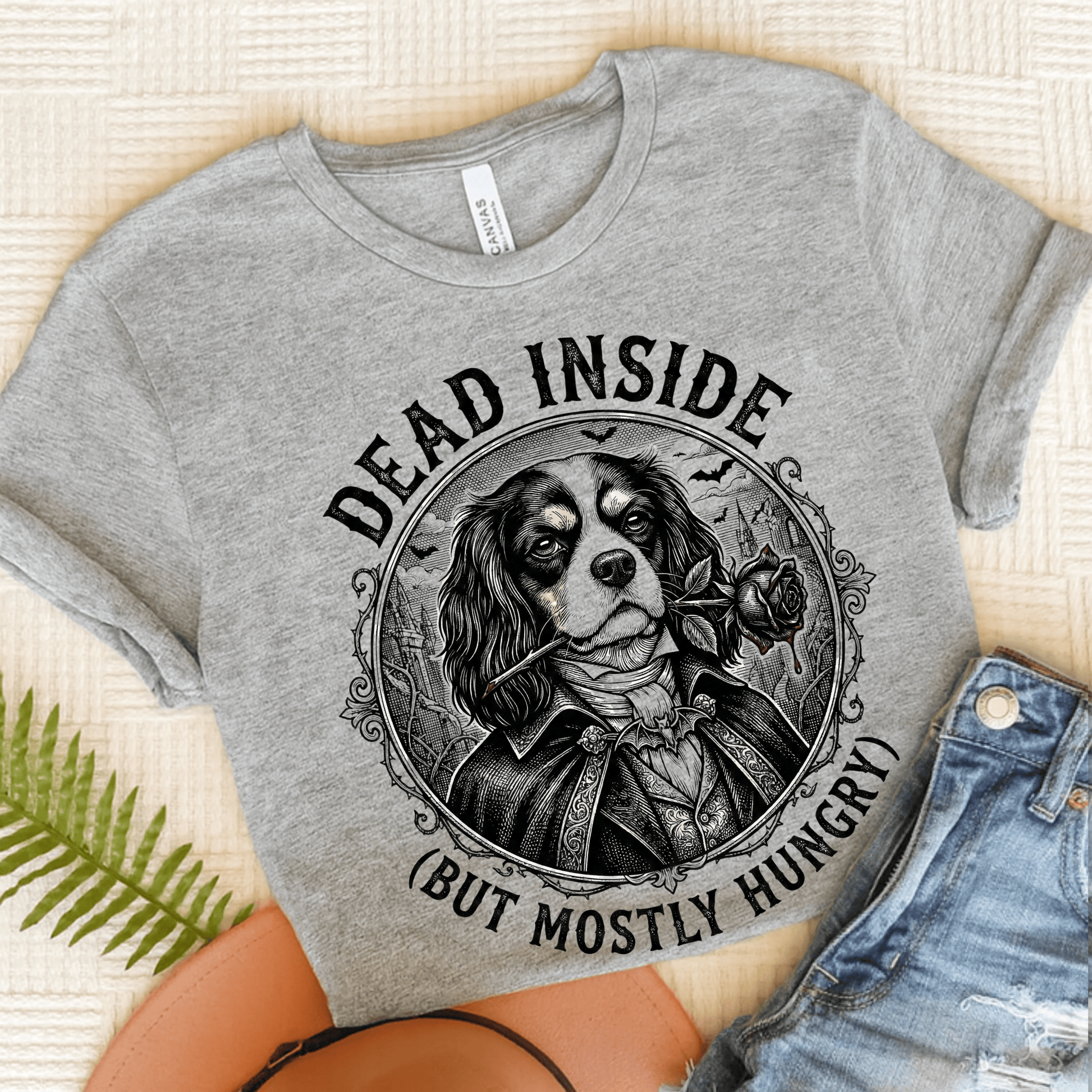 Personalized Cavalier Dead Inside Gothic Unisex TShirt Athletic Heather