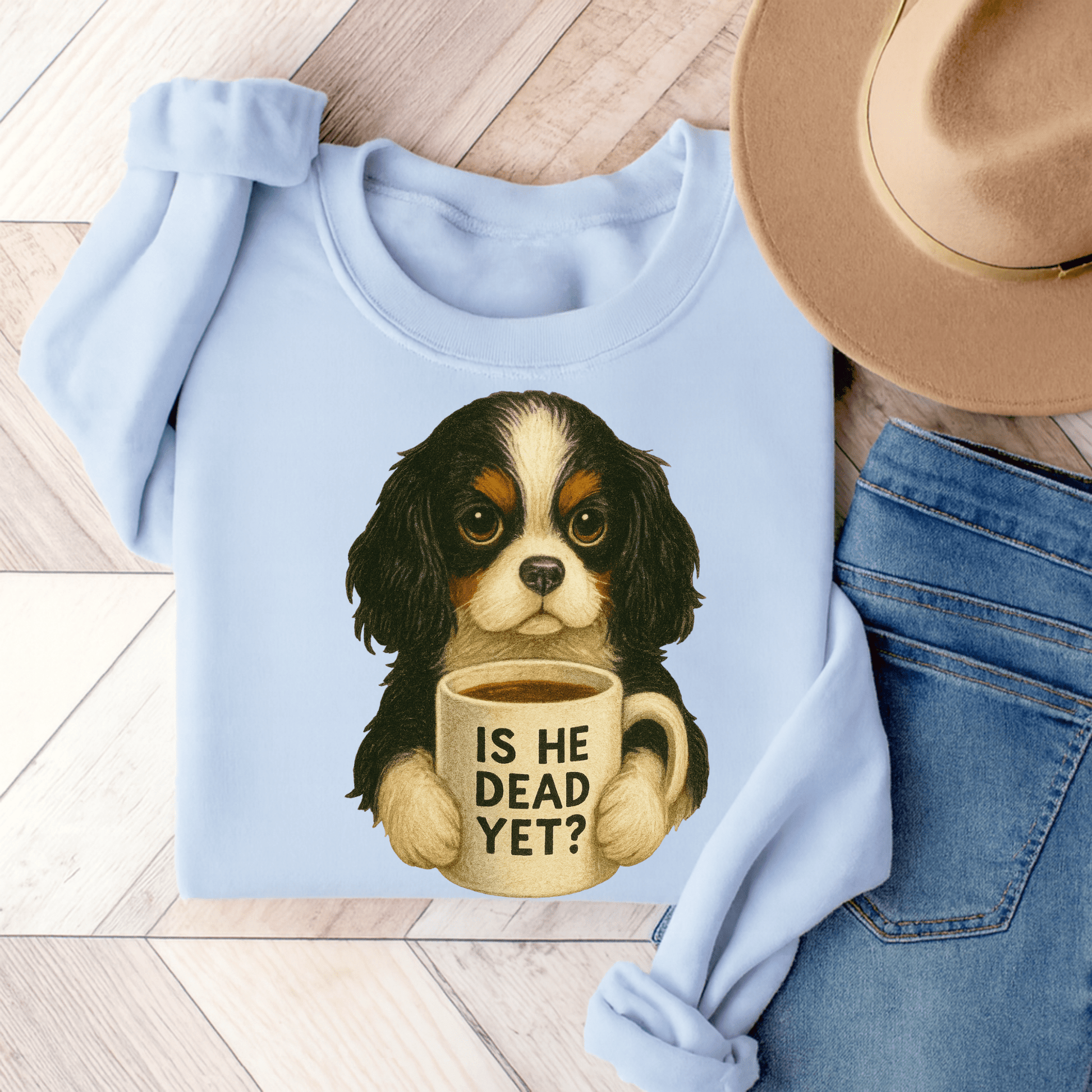 Tricolor Cavalier Dead Yet Sweatshirt Light Blue