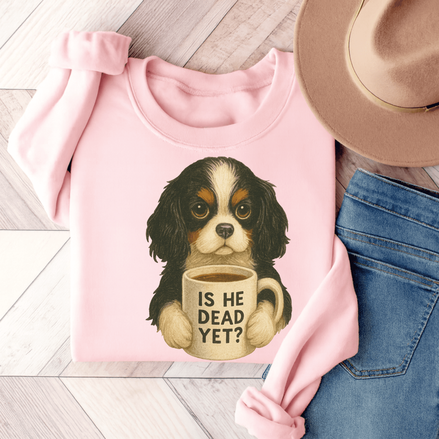 Tricolor Cavalier Dead Yet Sweatshirt Light Pink