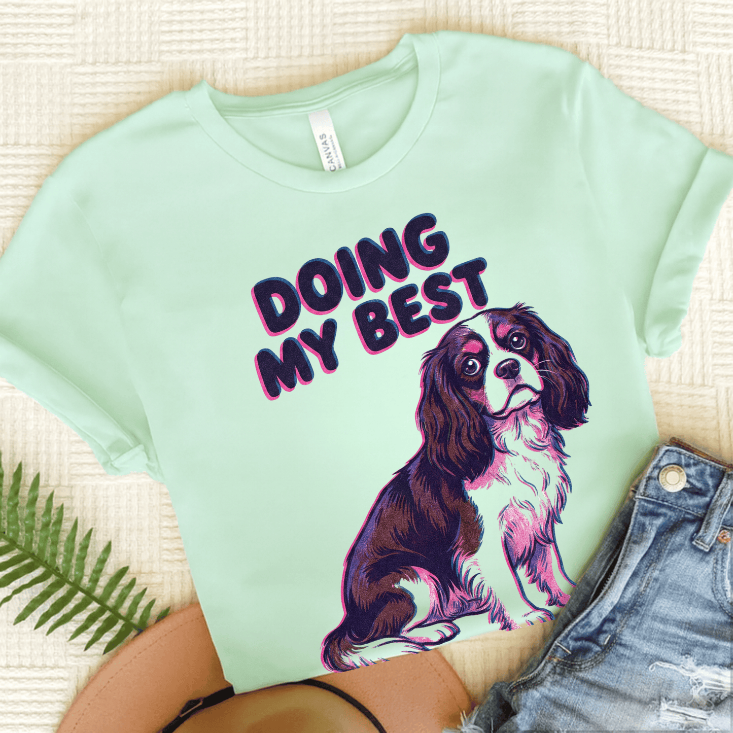 Cavalier Doing My Best Unisex TShirt Heather Mint