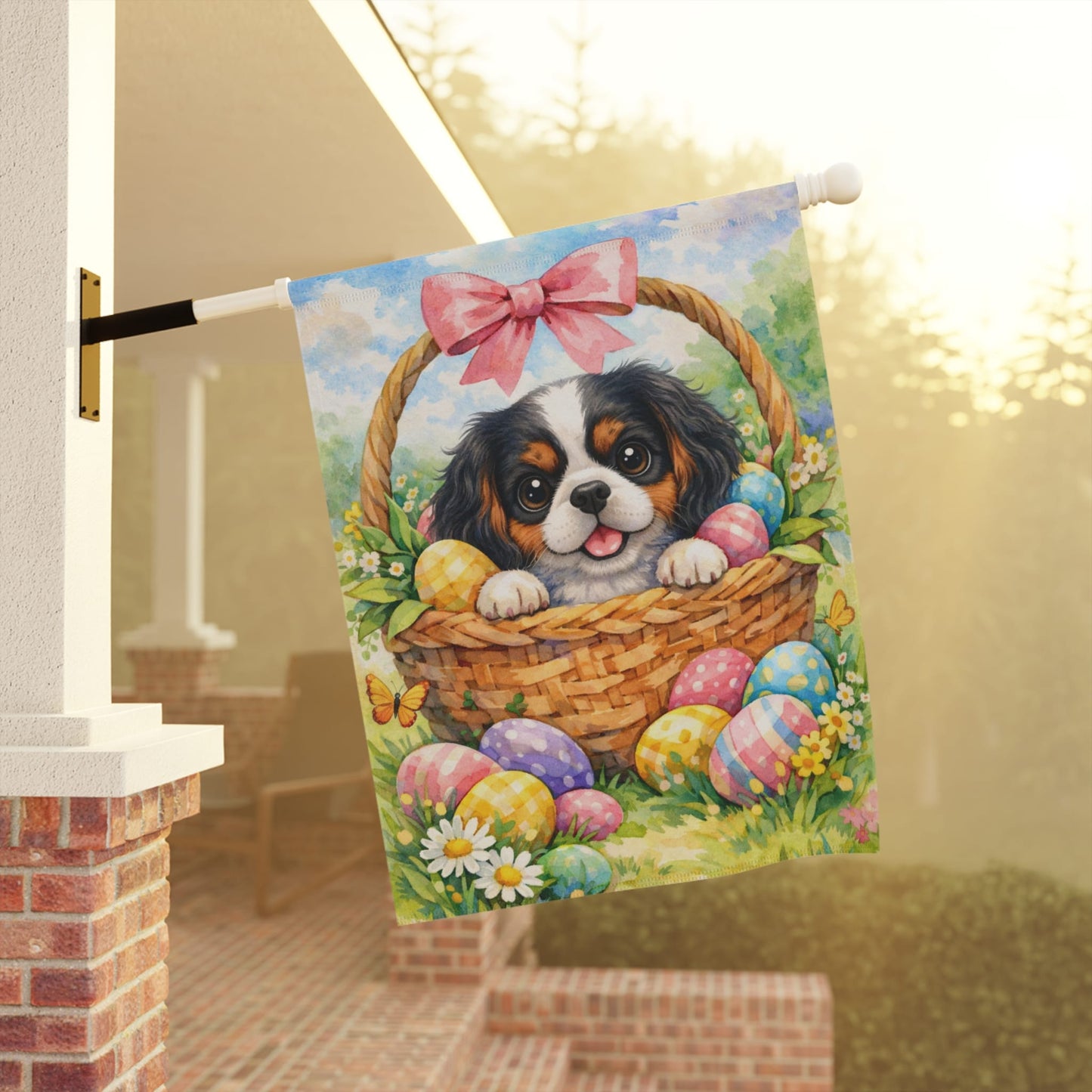 Personalized Cavalier Easter Basket Garden Flag