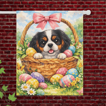 Personalized Cavalier Easter Basket Garden Flag 24.5'' × 32''