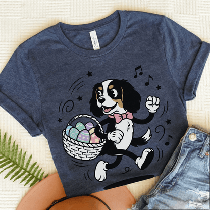 Personalized Cavalier Easter Unisex TShirt Heather Navy