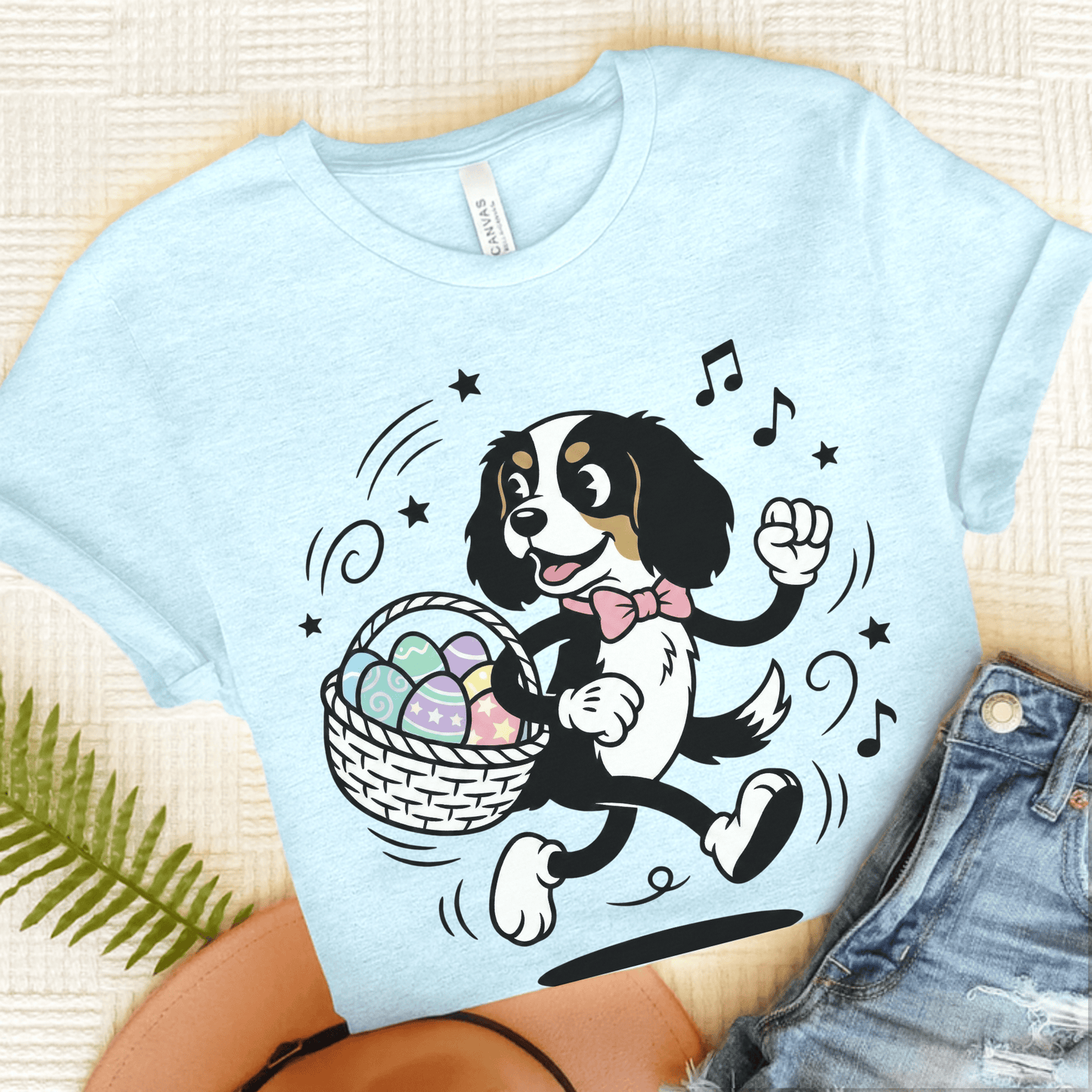 Personalized Cavalier Easter Unisex TShirt Heather Ice Blue