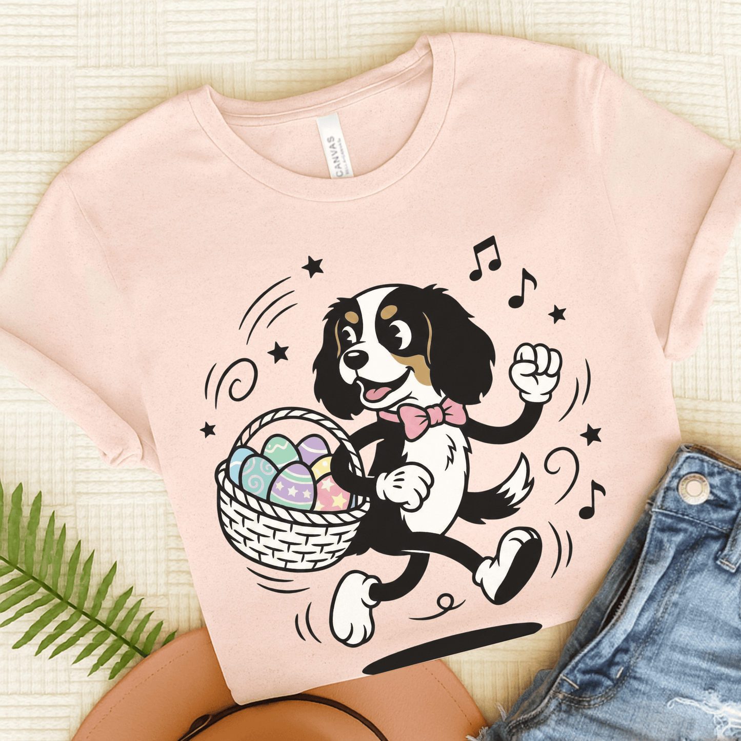 Personalized Cavalier Easter Unisex TShirt Soft Pink