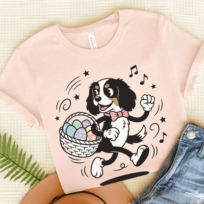 Personalized Cavalier Easter Unisex TShirt Soft Pink