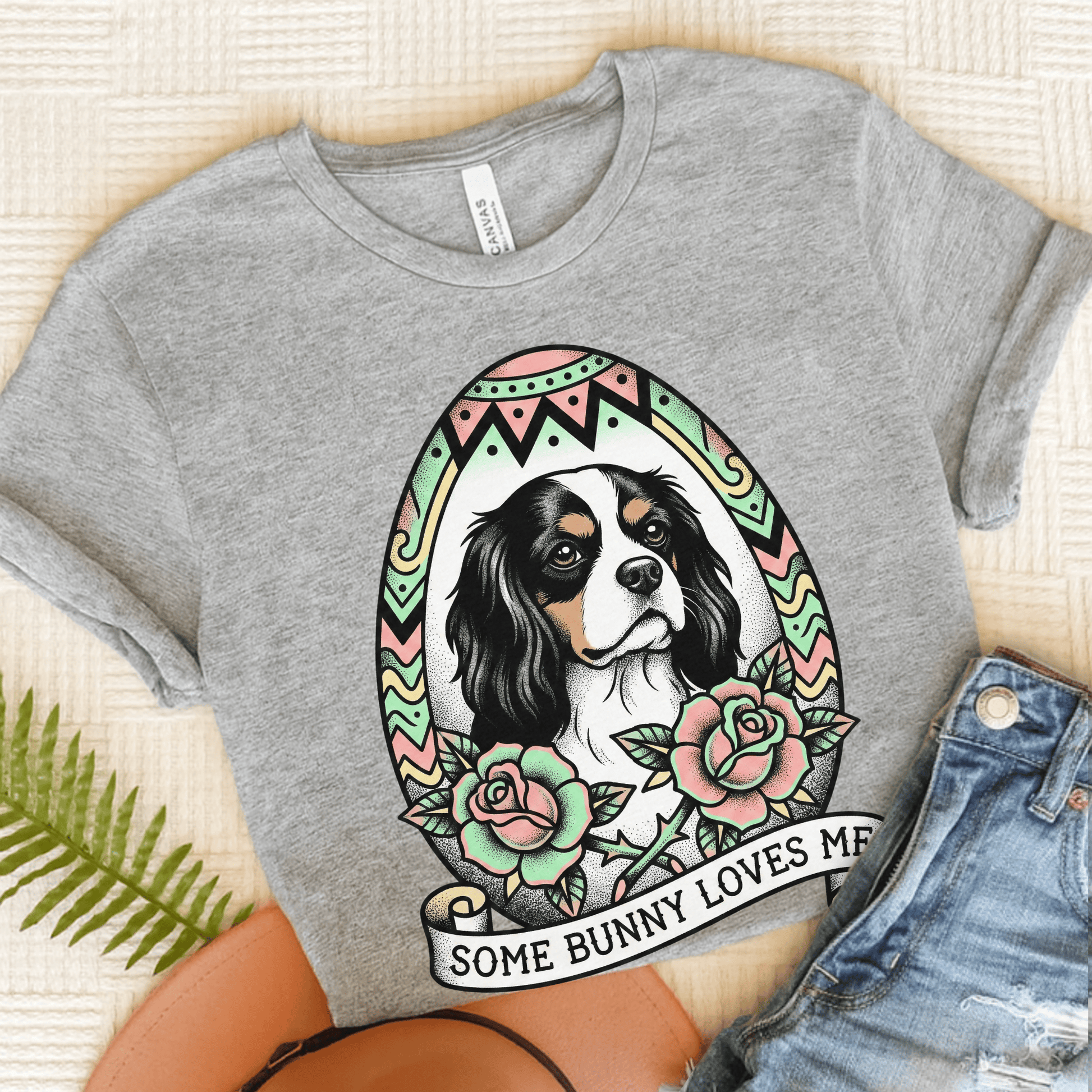 Personalized Cavalier Easter Somebunny Unisex TShirt Athletic Heather