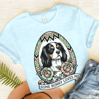 Personalized Cavalier Easter Somebunny Unisex TShirt Heather Ice Blue