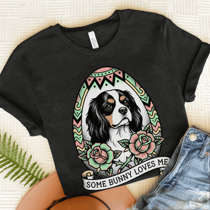 Personalized Cavalier Easter Somebunny Unisex TShirt Dark Grey Heather