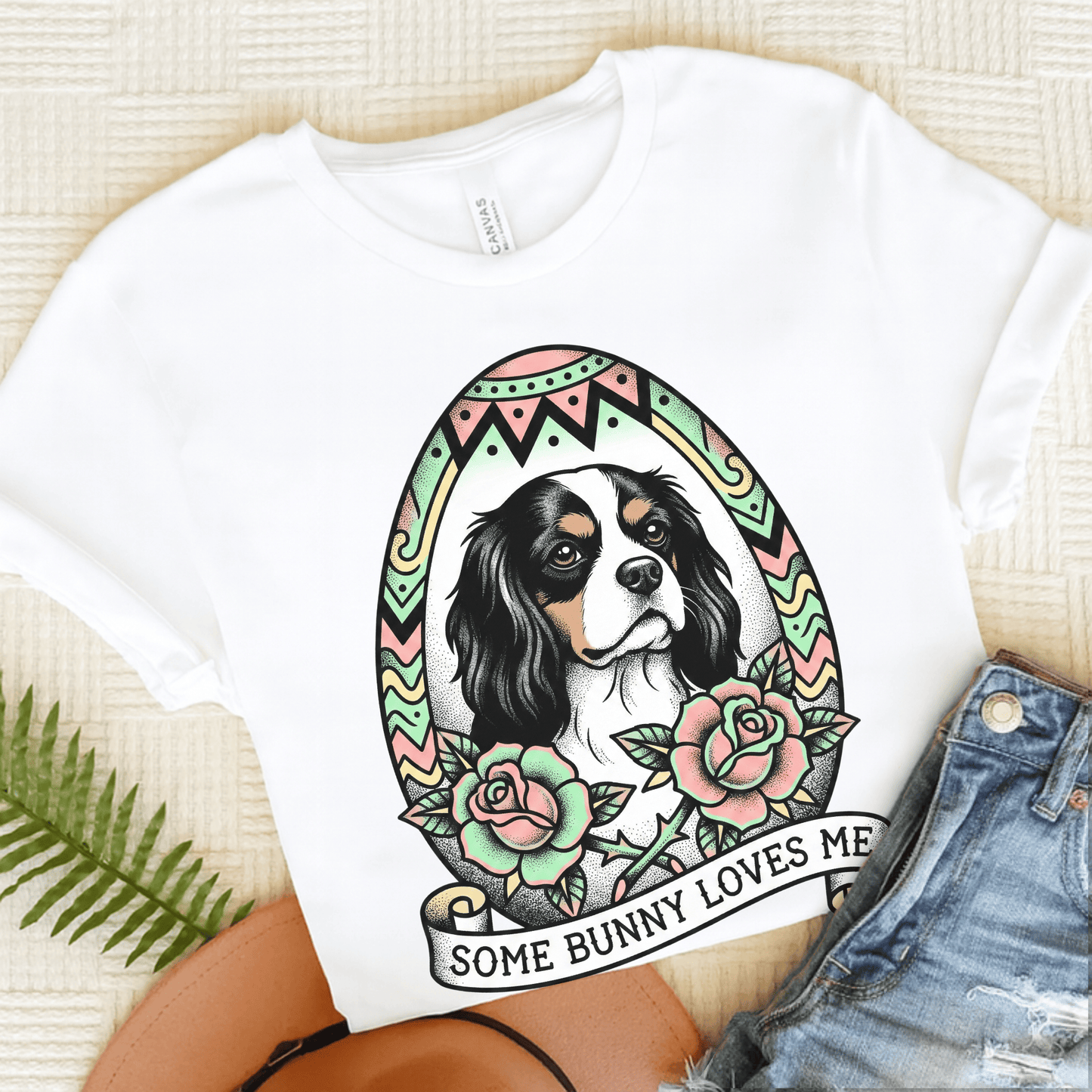 Personalized Cavalier Easter Somebunny Unisex TShirt White