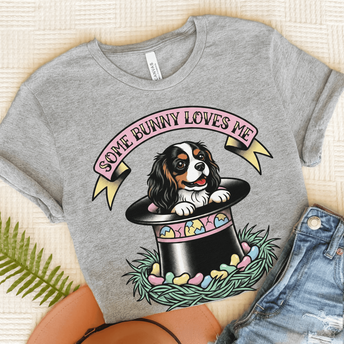 Personalized Cavalier Easter Top Hat Unisex TShirt Athletic Heather