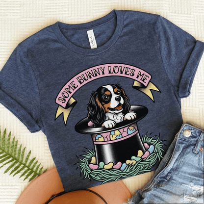 Personalized Cavalier Easter Top Hat Unisex TShirt Heather Navy