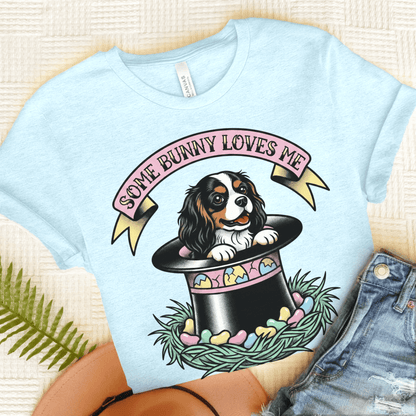 Personalized Cavalier Easter Top Hat Unisex TShirt Heather Ice Blue