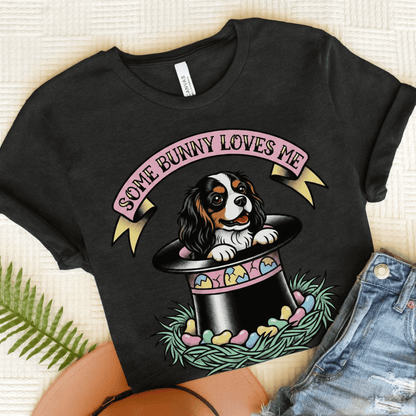 Personalized Cavalier Easter Top Hat Unisex TShirt Dark Grey Heather