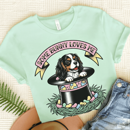Personalized Cavalier Easter Top Hat Unisex TShirt Heather Mint