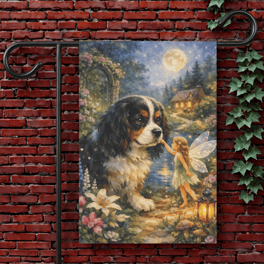 Personalized Cavalier Fantasy Fairy Garden Flag 12'' × 18''