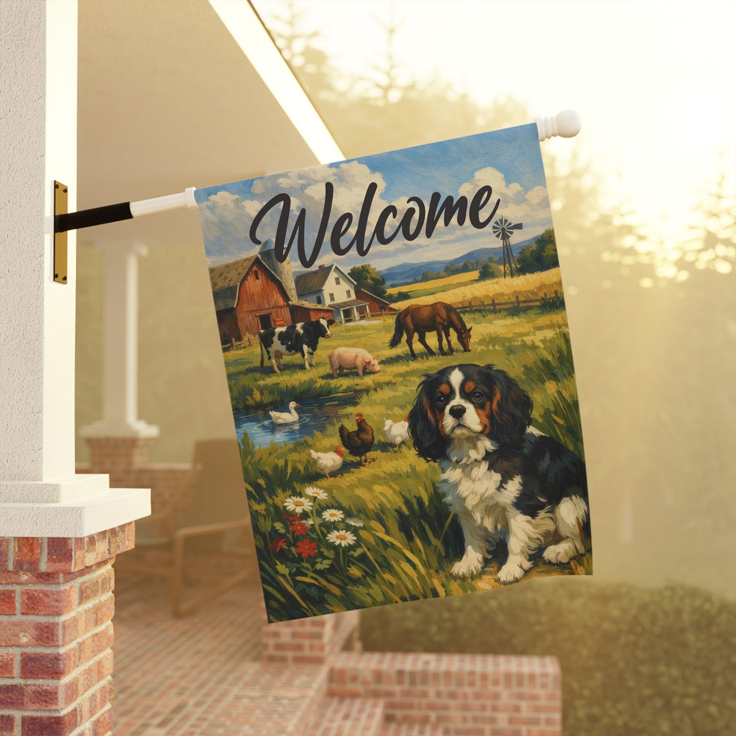 Personalized Cavalier Farm Animals Yard Flag