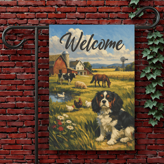 Personalized Cavalier Farm Animals Yard Flag 12'' × 18''