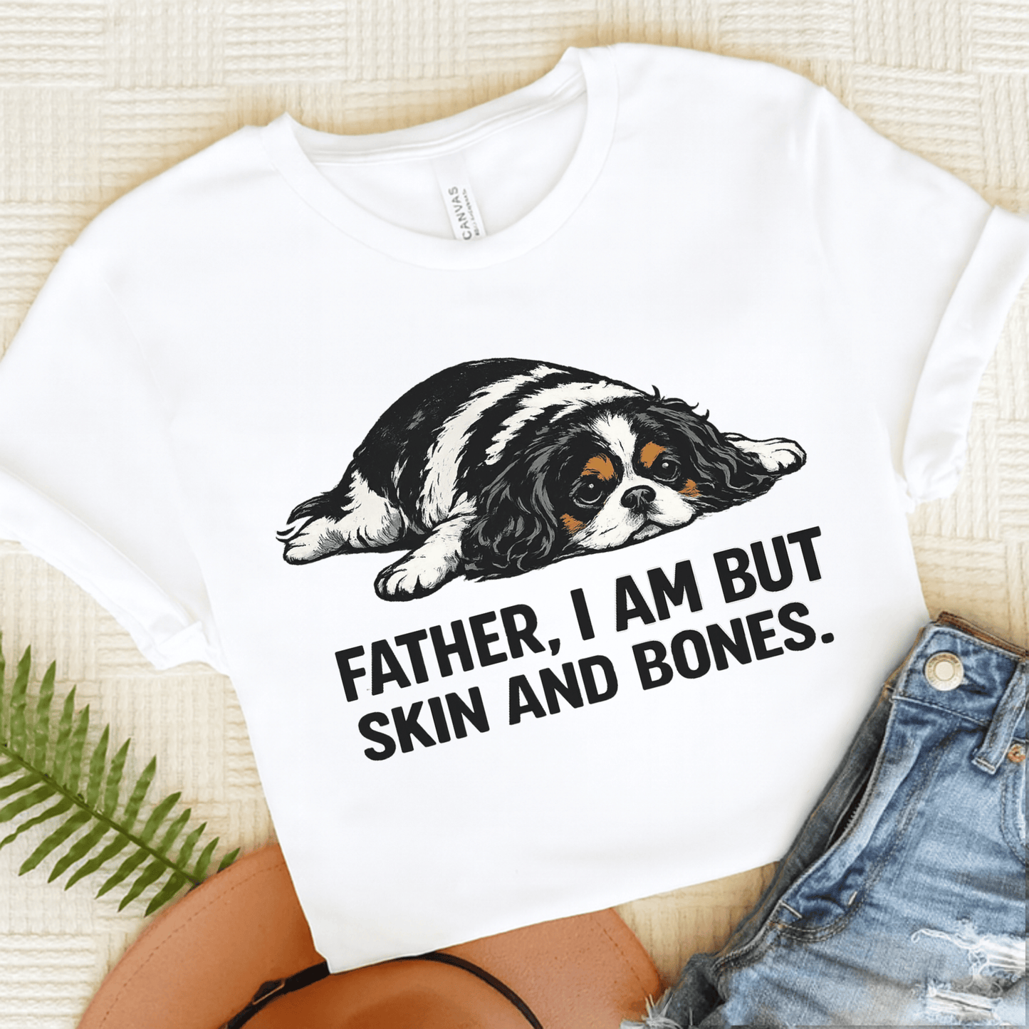 Personalized Cavalier Dad Skin Bones Unisex Tshirt White L