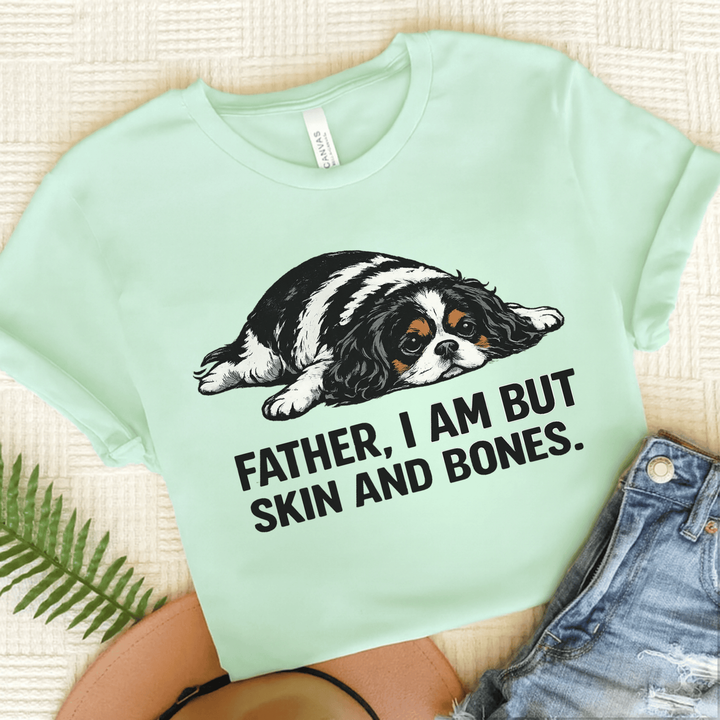 Personalized Cavalier Dad Skin Bones Unisex Tshirt Heather Mint