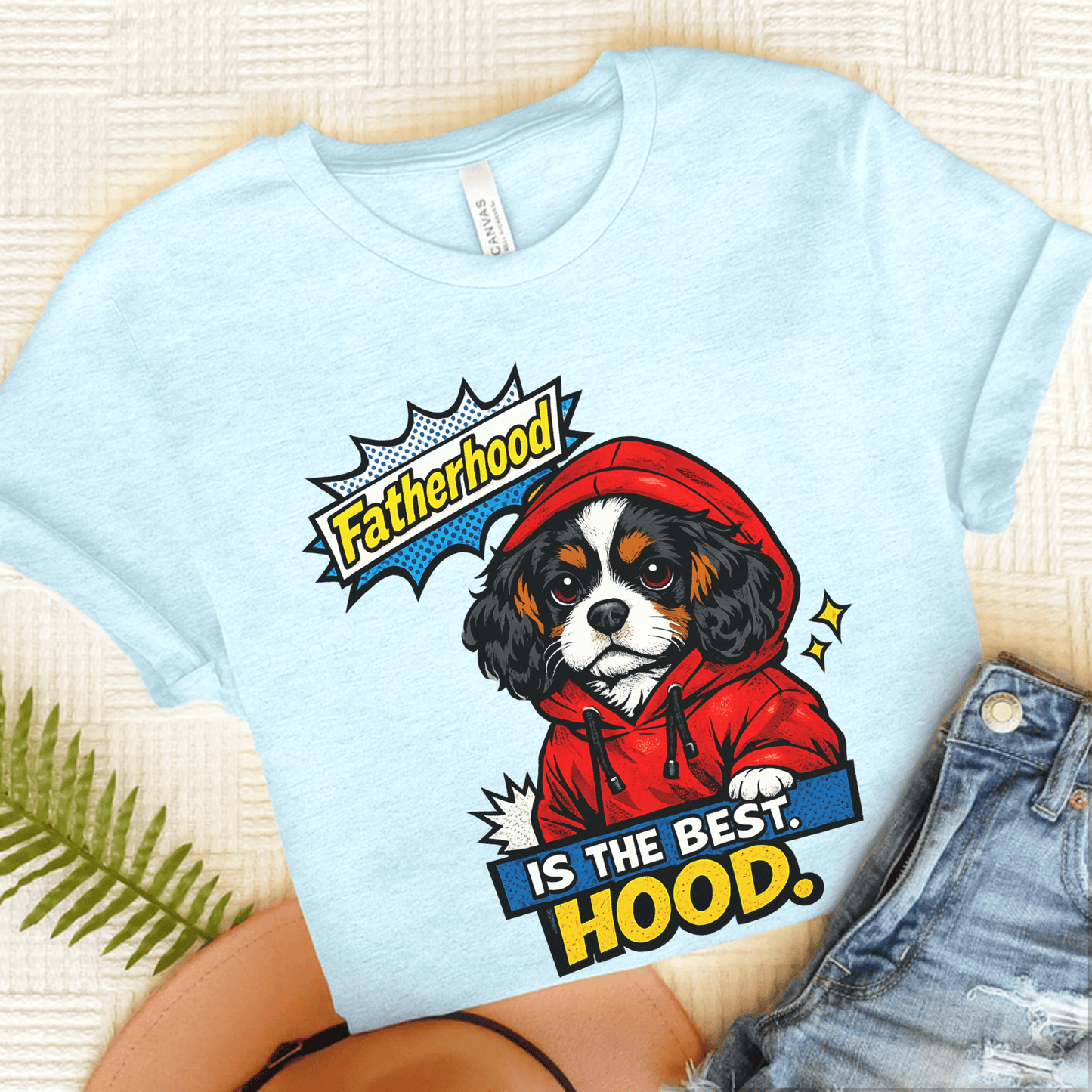 Personalized Cavalier Fatherhood Unisex TShirt Heather Ice Blue