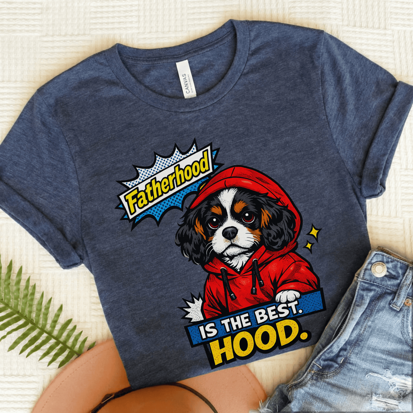 Personalized Cavalier Fatherhood Unisex TShirt Heather Navy