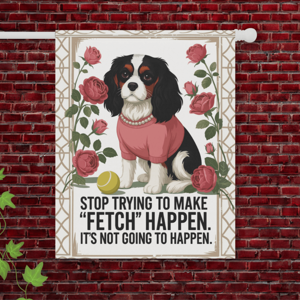 Tricolor Cavalier Fetch Garden Flag 24.5'' × 32''
