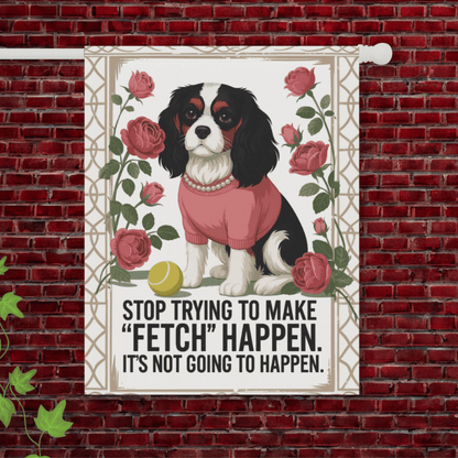 Tricolor Cavalier Fetch Garden Flag 24.5'' × 32''