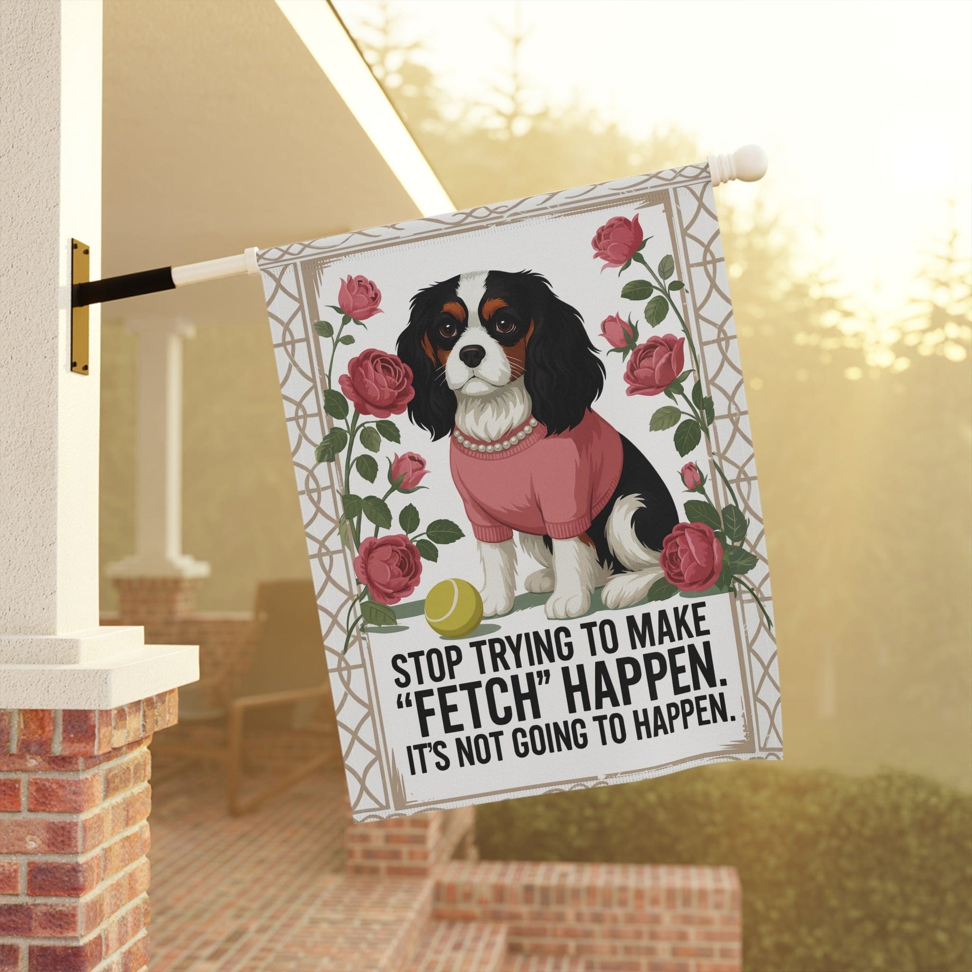 Tricolor Cavalier Fetch Garden Flag