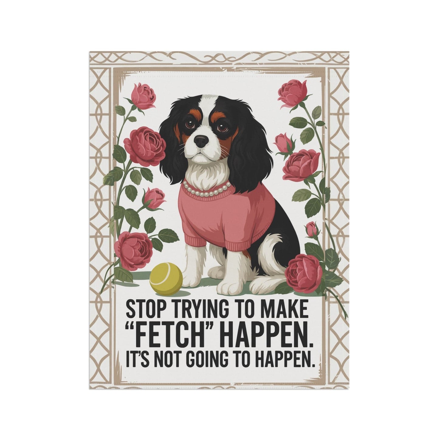 Tricolor Cavalier Fetch Garden Flag