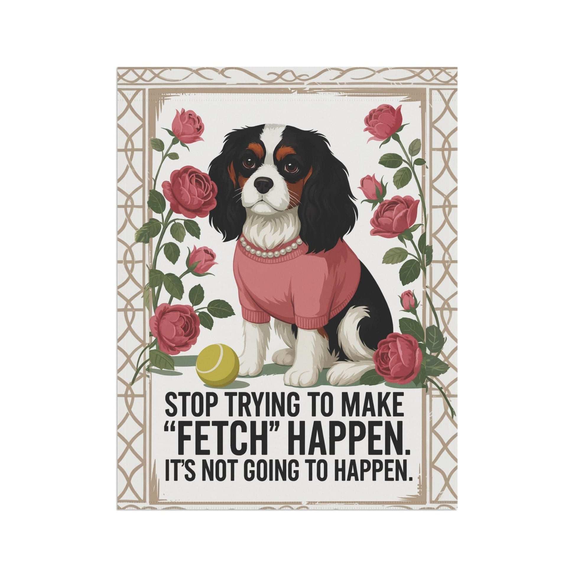 Tricolor Cavalier Fetch Garden Flag
