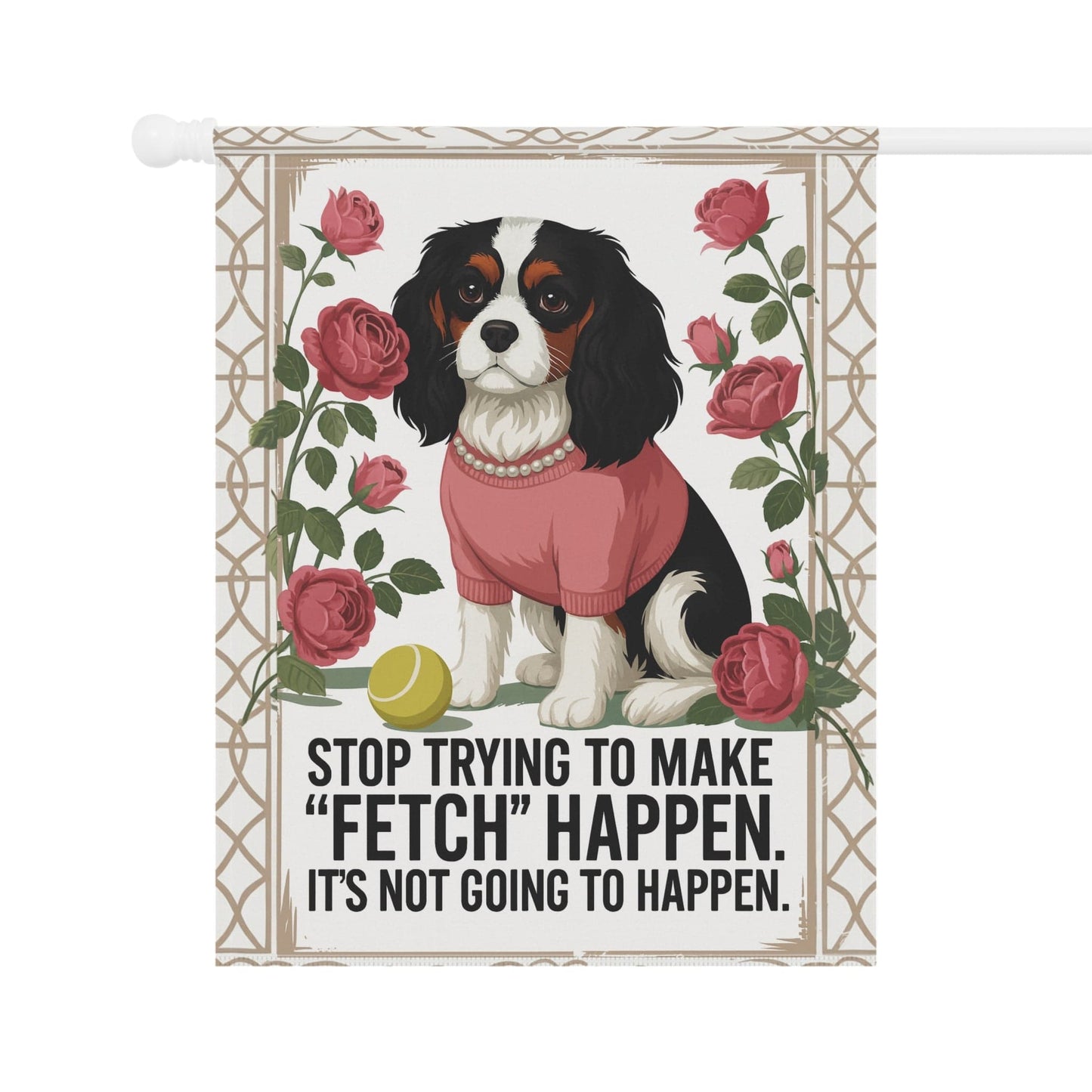 Tricolor Cavalier Fetch Garden Flag