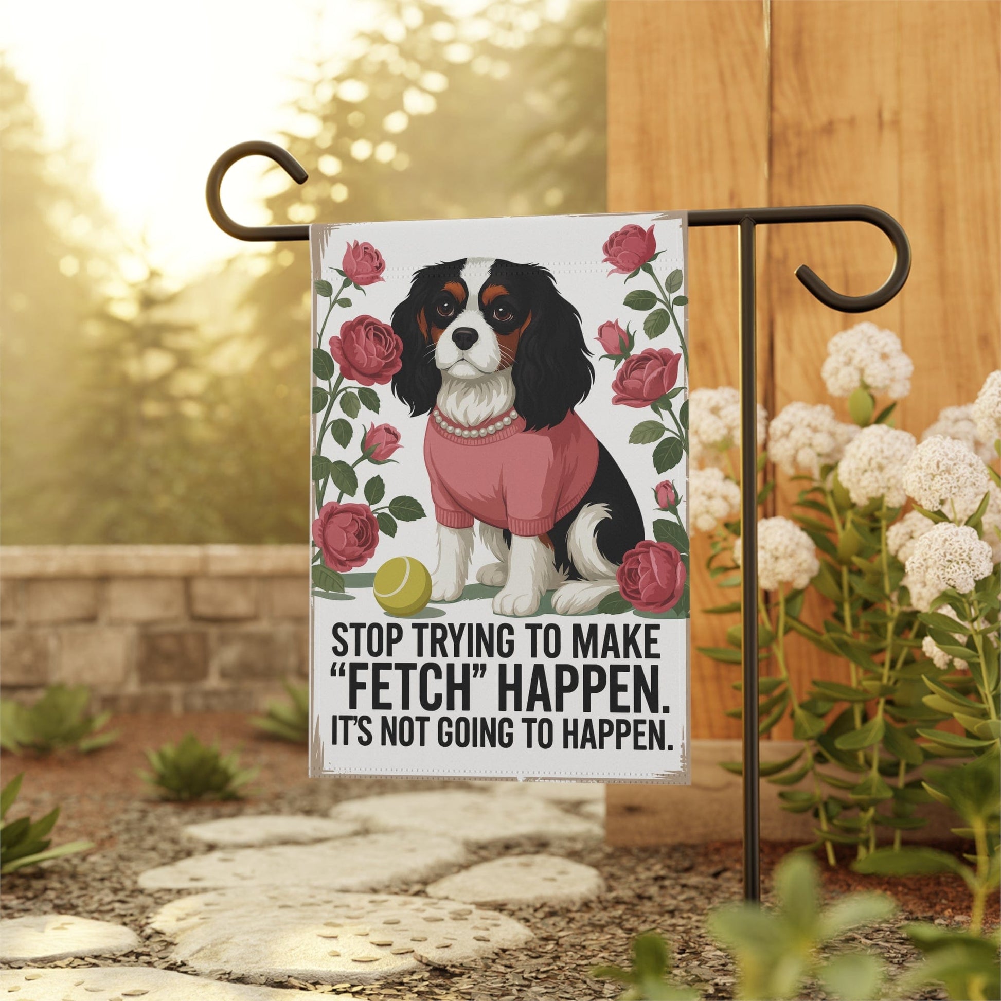 Tricolor Cavalier Fetch Garden Flag