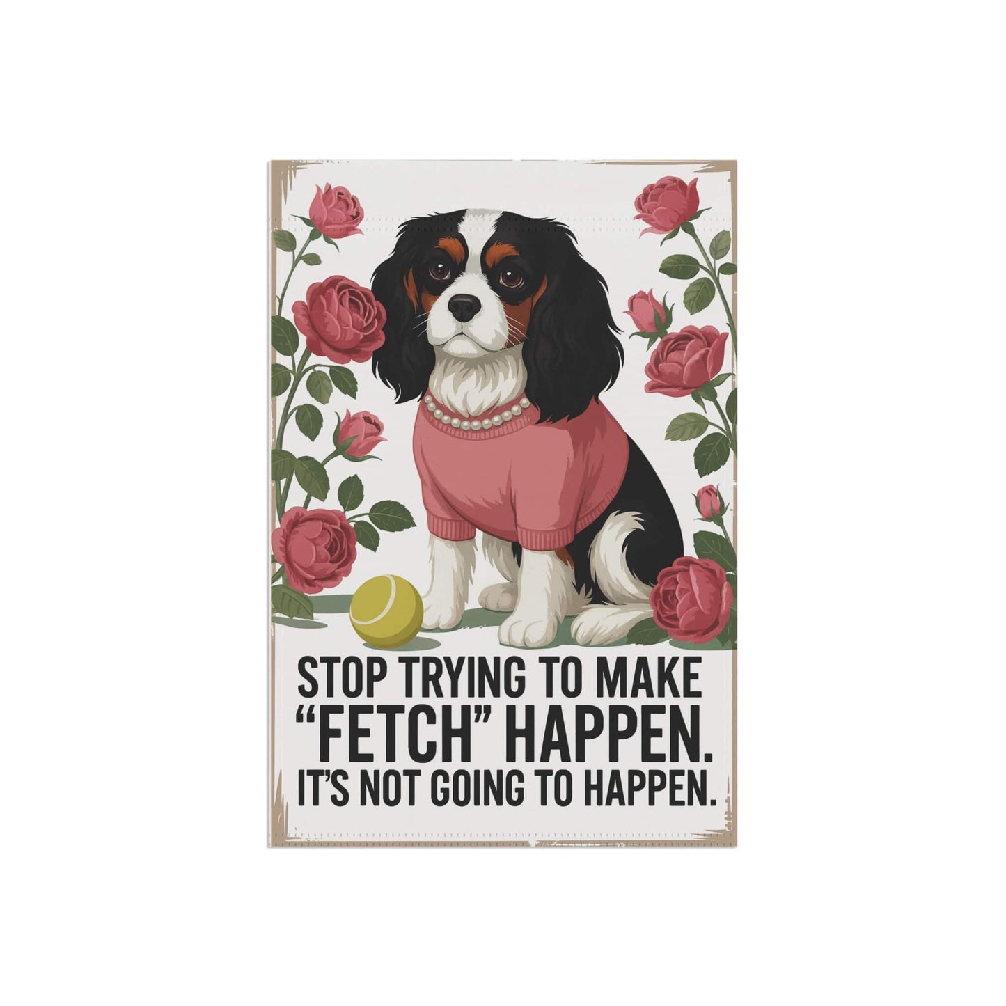 Tricolor Cavalier Fetch Garden Flag