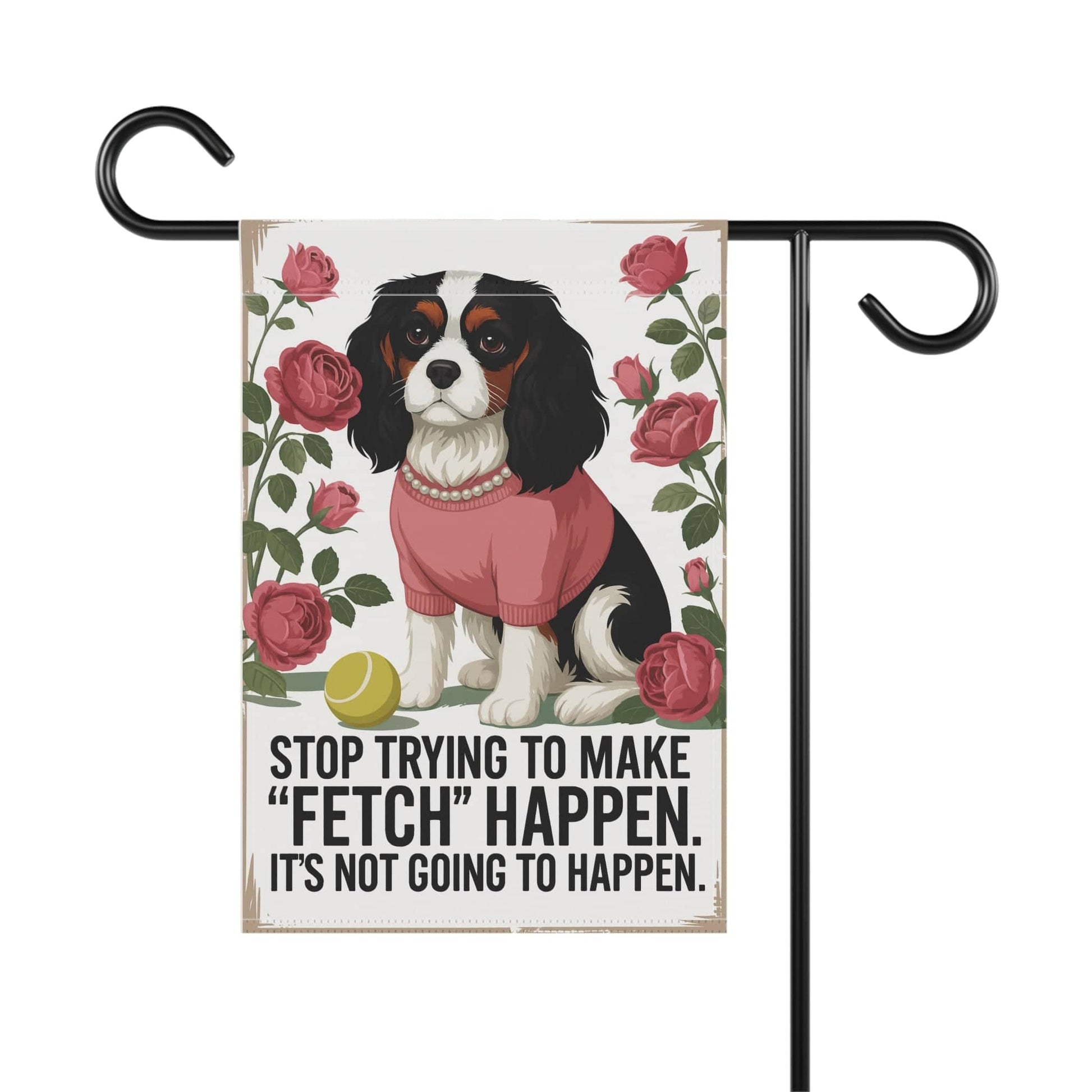 Tricolor Cavalier Fetch Garden Flag
