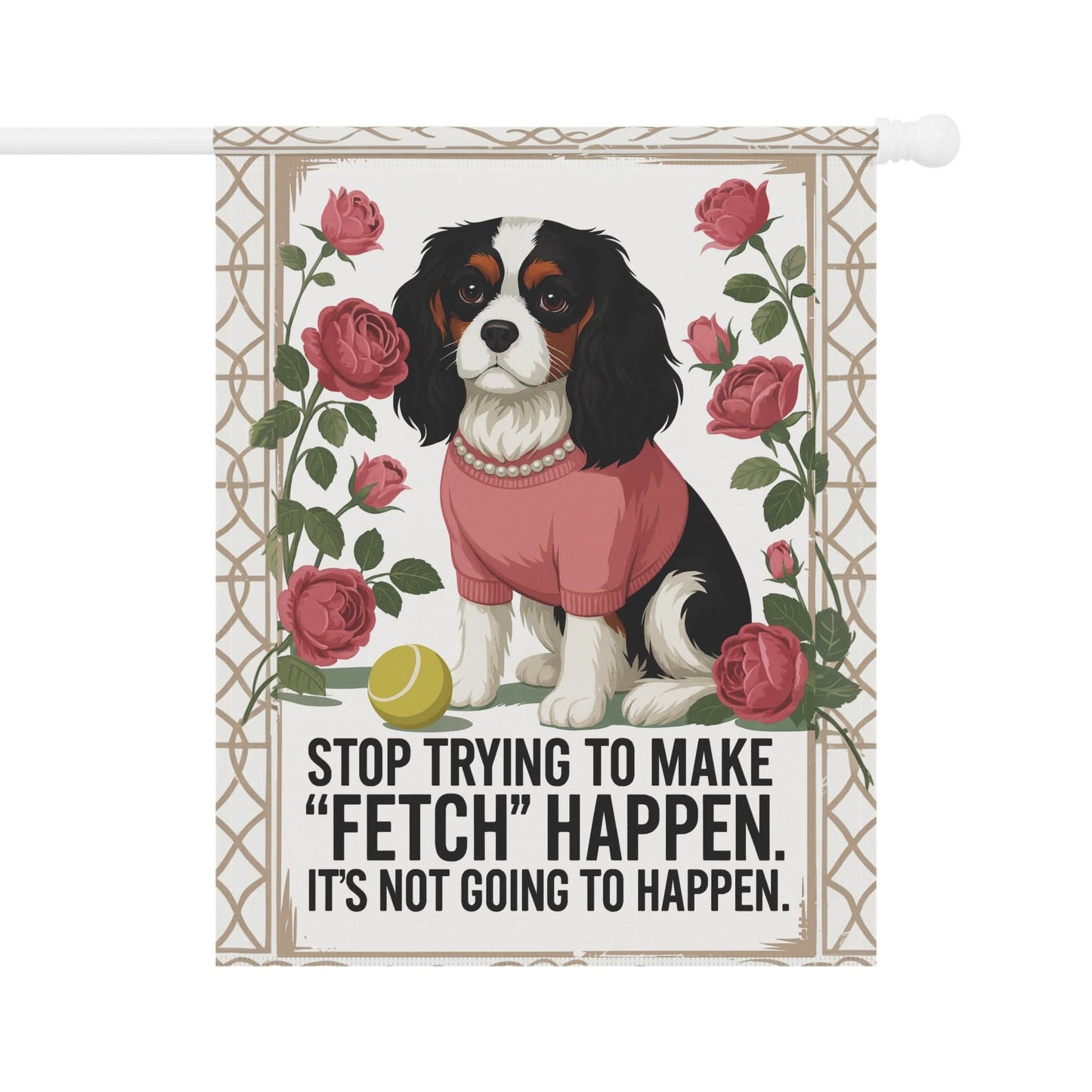 Tricolor Cavalier Fetch Garden Flag