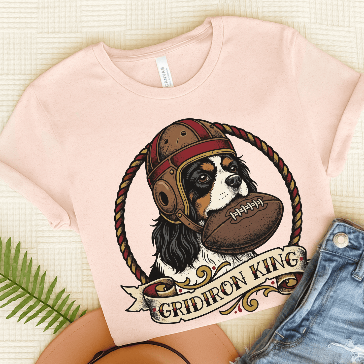 Personalized Cavalier Football Gridiron Unisex TShirt Soft Pink