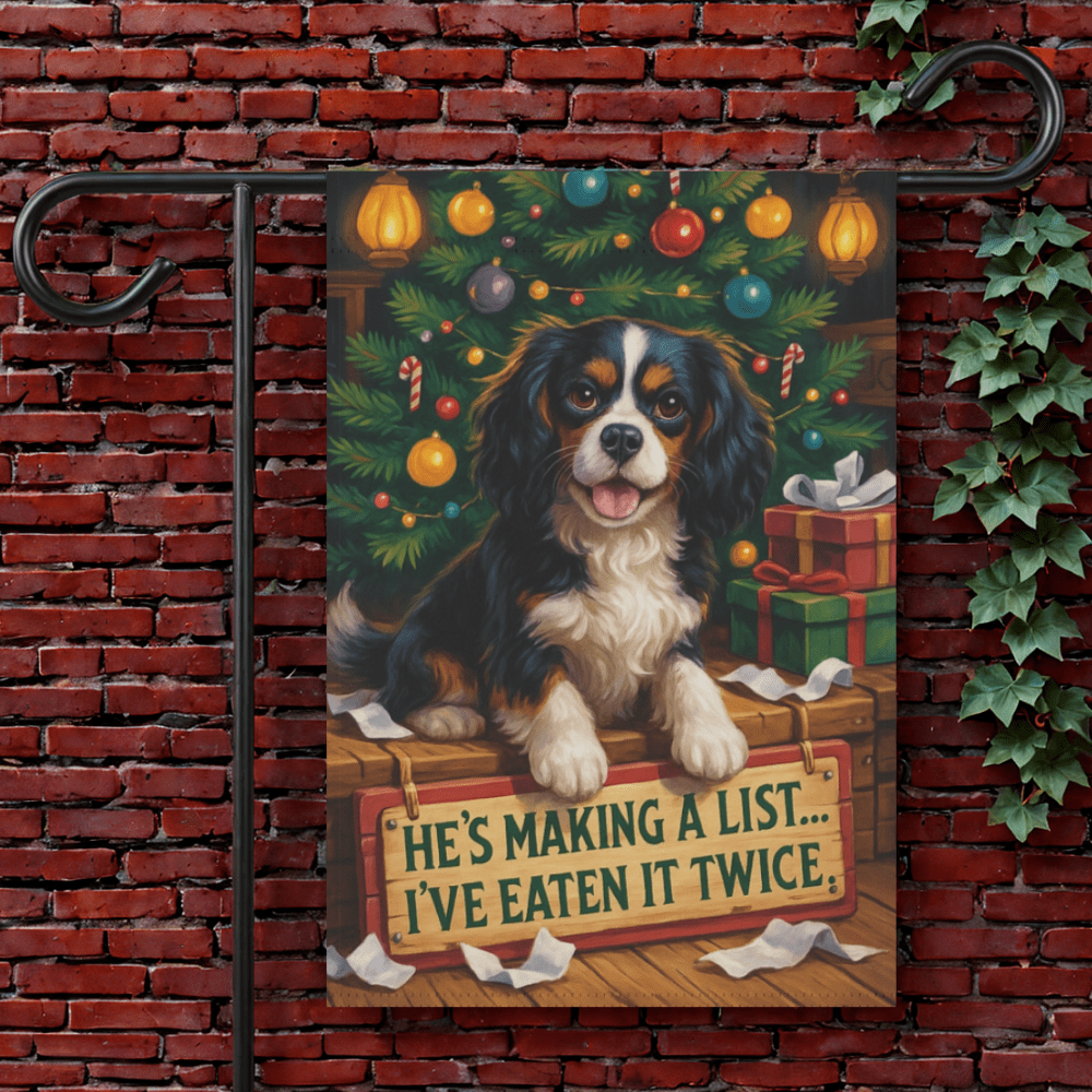 Tricolor Cavalier Funny Christmas Flag 12'' × 18''