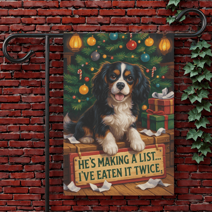 Tricolor Cavalier Funny Christmas Flag 12'' × 18''