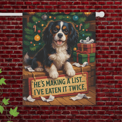 Tricolor Cavalier Funny Christmas Flag 24.5'' × 32''