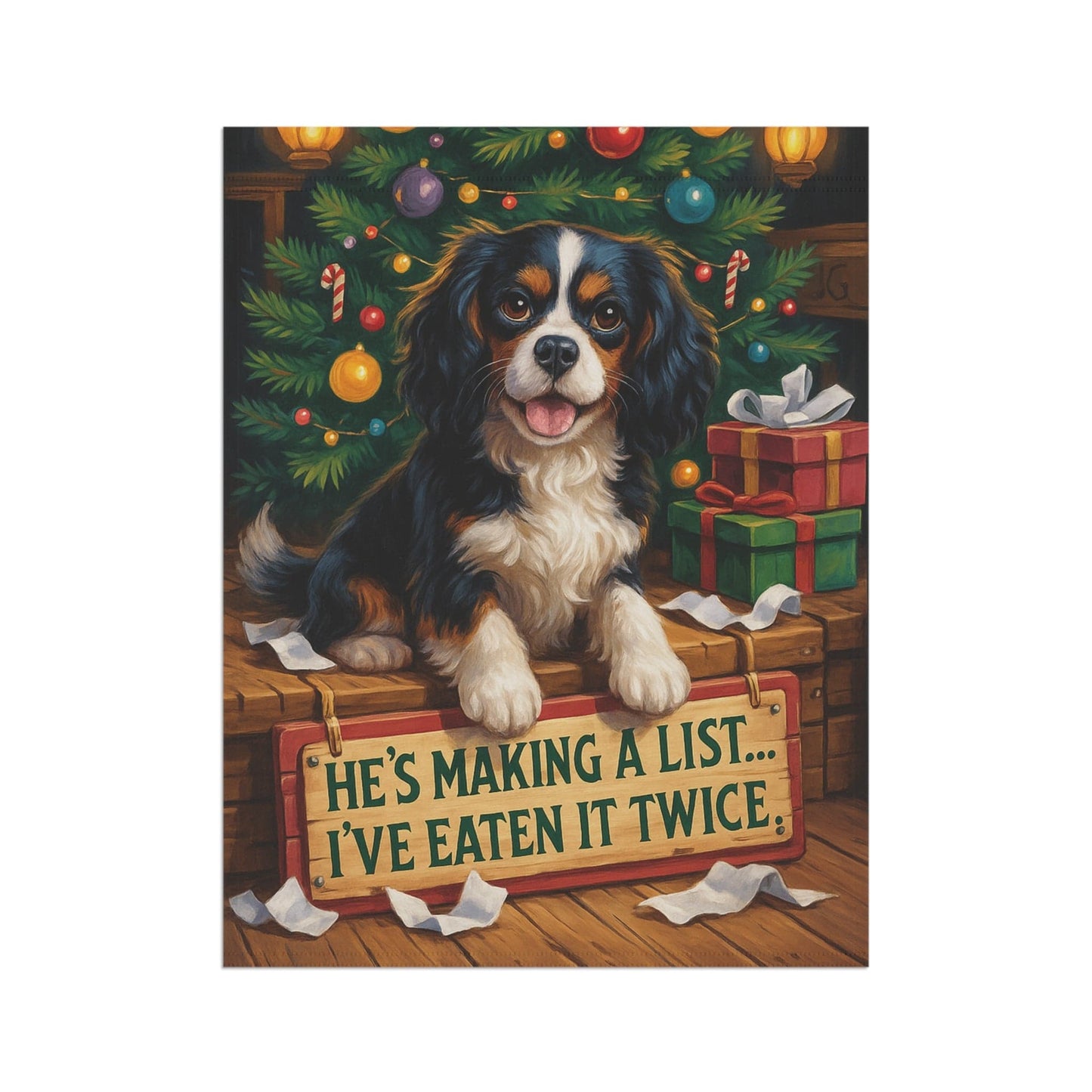 Tricolor Cavalier Funny Christmas Flag
