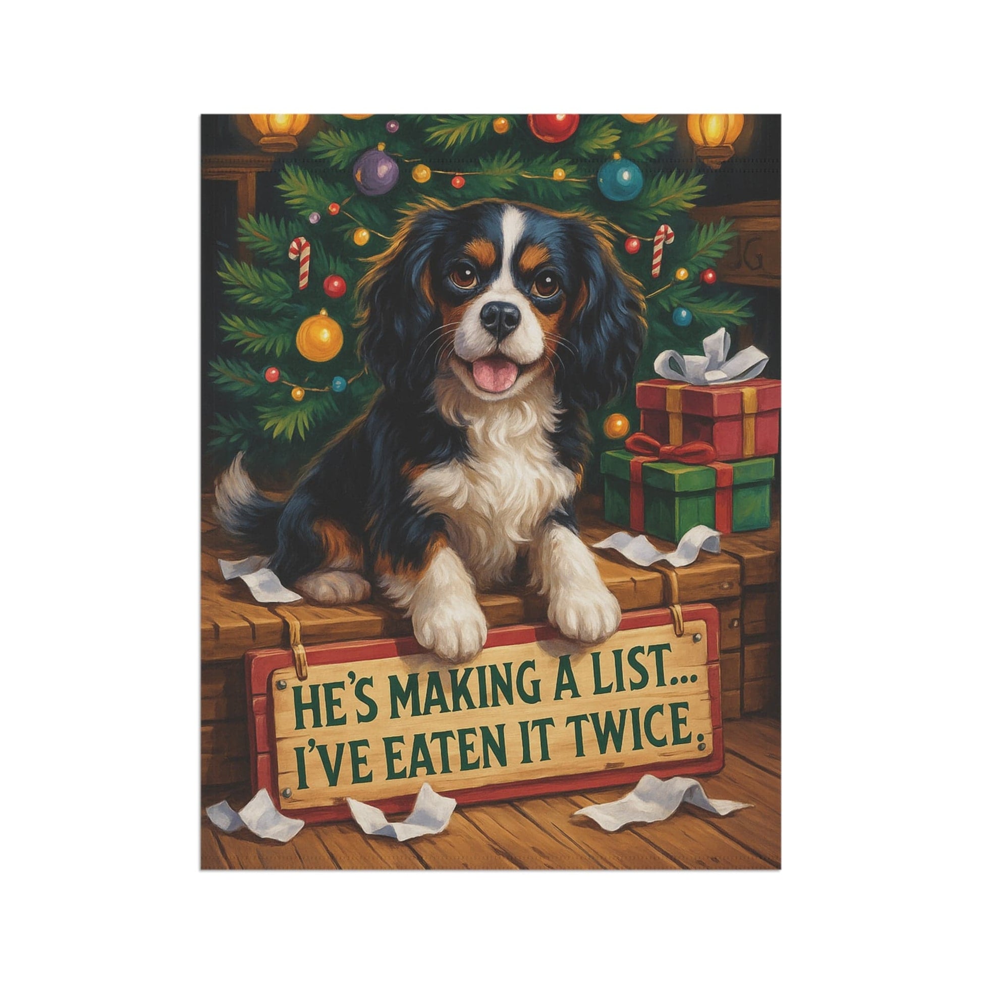 Tricolor Cavalier Funny Christmas Flag