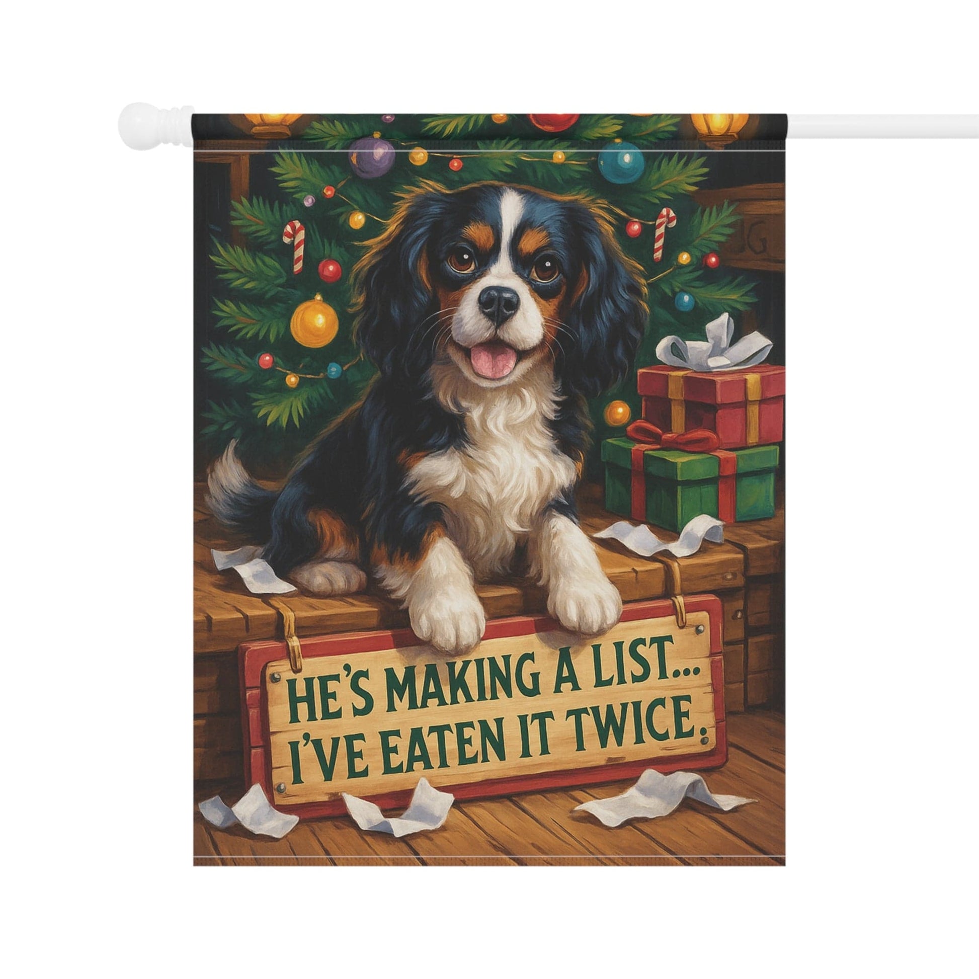 Tricolor Cavalier Funny Christmas Flag