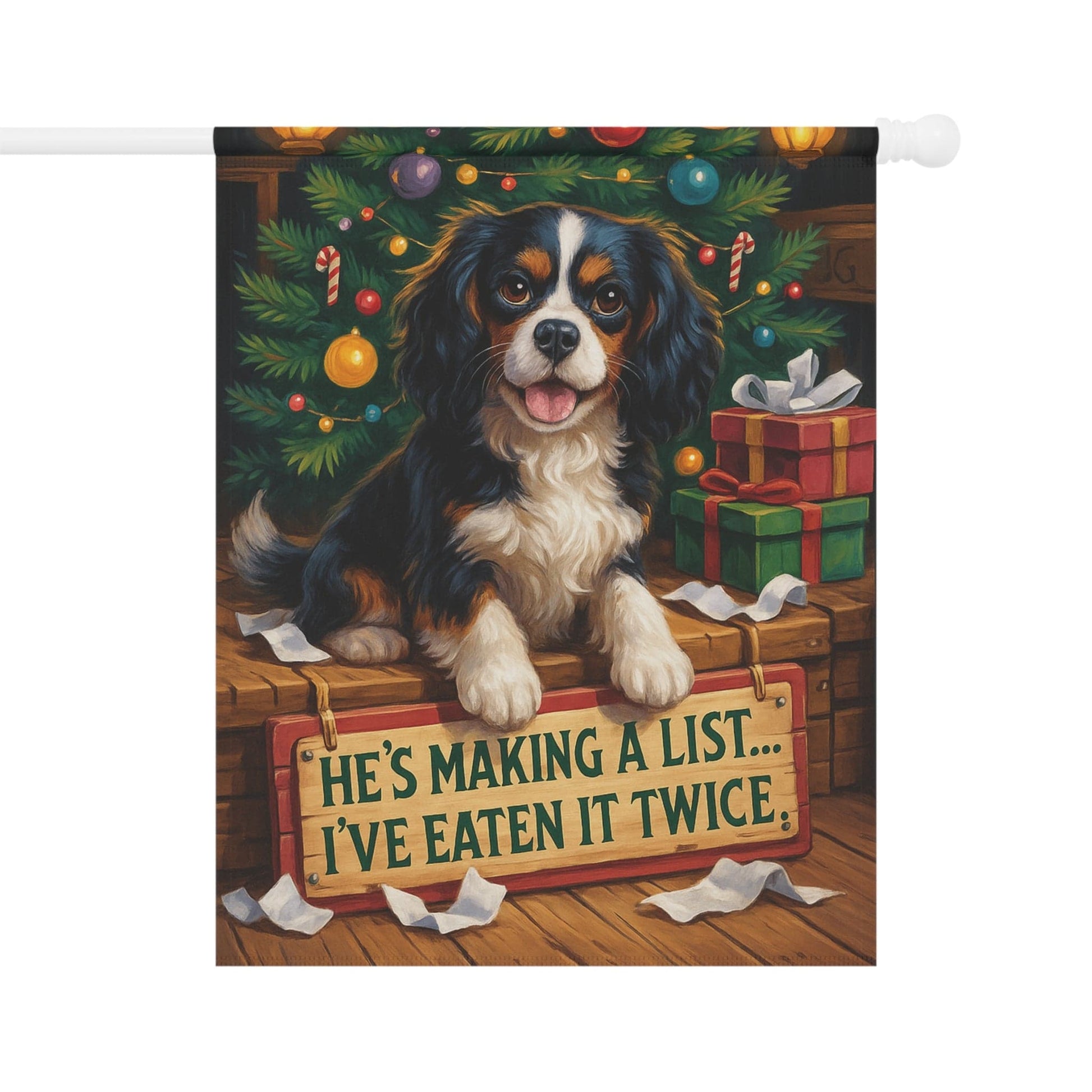 Tricolor Cavalier Funny Christmas Flag